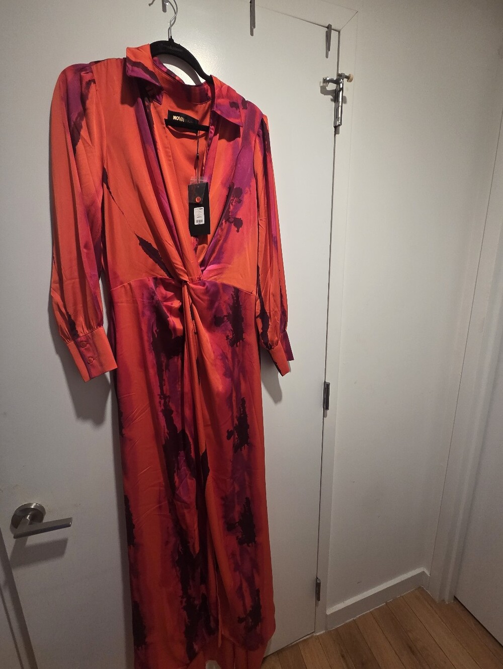 Fashion Nova Luxe Twist-Front Maxi Dress in Red and Pink Print - Picture 2 of 8